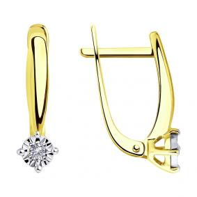 Серьги из лимонного золота SOKOLOV 1021322-2 с бриллиантом 1021322-2 фото