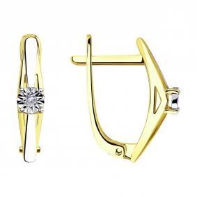 Серьги из лимонного золота SOKOLOV 1021327-2 с бриллиантом 1021327-2 фото