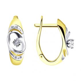 Серьги из лимонного золота SOKOLOV 1021340-2 с бриллиантом 1021340-2 фото