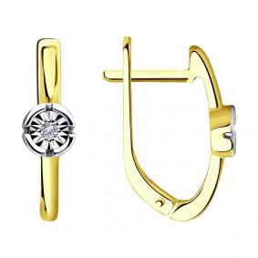 Серьги из лимонного золота SOKOLOV 1021362-2 с бриллиантом 1021362-2 фото