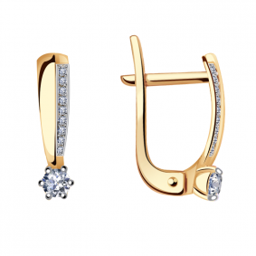 Золотые серьги Александра 1021369сбк с бриллиантом 1021369сбк фото