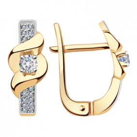 Золотые серьги Александра 1021376ск с бриллиантом 1021376ск фото