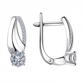 Серьги из белого золота Александра 1021387сб с бриллиантом 1021387сб фото