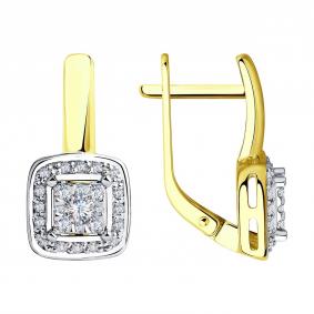 Серьги из лимонного золота SOKOLOV 1021388-2 с бриллиантом 1021388-2 фото