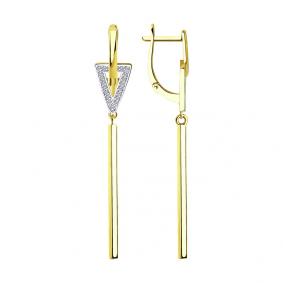 Серьги из лимонного золота SOKOLOV 1021390-2 с бриллиантом 1021390-2 фото