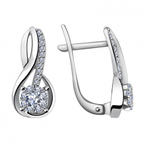 Серьги из белого золота Александра 1021392сб с бриллиантом 1021392сб фото