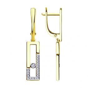 Серьги из лимонного золота SOKOLOV 1021402-2 с бриллиантом 1021402-2 фото