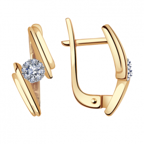 Золотые серьги Александра 1021407ск с бриллиантом 1021407ск фото