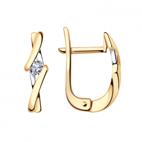 Золотые серьги Александра 1021410сбк с бриллиантом 1021410сбк фото