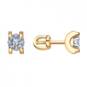 Золотые серьги Александра 1021413ск с бриллиантом 1021413ск фото