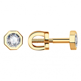 Золотые серьги Александра 1021414ск с бриллиантом 1021414ск фото