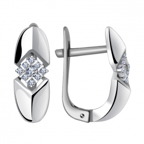 Серьги из белого золота Александра 1021423сб с бриллиантом 1021423сб фото