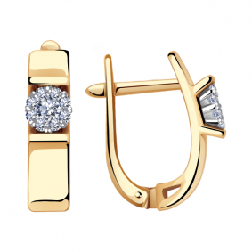 Золотые серьги Александра 1021428ск с бриллиантом 1021428ск фото