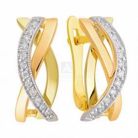 Серьги из лимонного золота Александра 1021436сбкл с бриллиантом 1021436сбкл фото