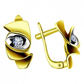 Серьги из лимонного золота Александра 1021444сбл с бриллиантом 1021444сбл фото