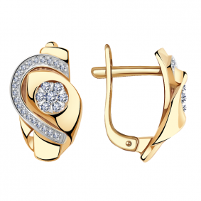 Золотые серьги Александра 1021452ск с бриллиантом 1021452ск фото