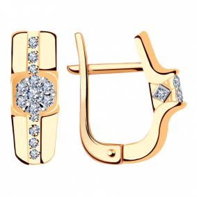 Золотые серьги Александра 1021453ск с бриллиантом 1021453ск фото