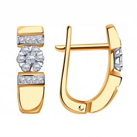 Золотые серьги Александра 1021456ск с бриллиантом 1021456ск фото