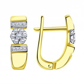 Серьги из лимонного золота Александра 1021456сл с бриллиантом 1021456сл фото