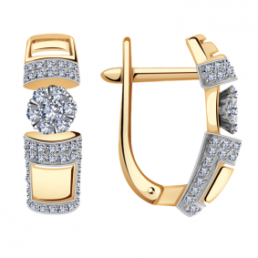 Золотые серьги Александра 1021461ск с бриллиантом 1021461ск фото