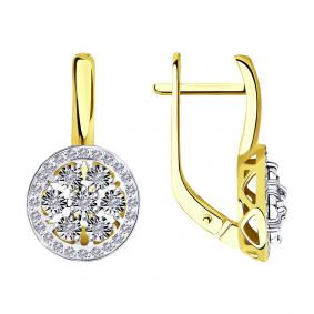 Серьги из лимонного золота SOKOLOV 1021463-2 с бриллиантом 1021463-2 фото