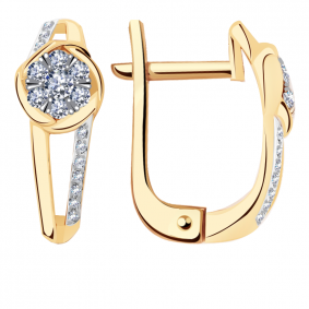 Золотые серьги Александра 1021472ск с бриллиантом 1021472ск фото