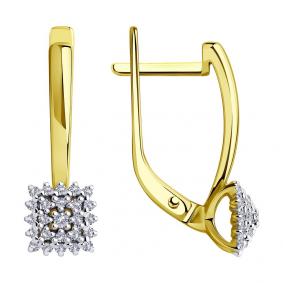 Серьги из лимонного золота SOKOLOV 1021488-2 с бриллиантом 1021488-2 фото