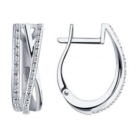 Серьги из белого золота SOKOLOV 1021492-3 с бриллиантом 1021492-3 фото
