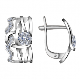 Серьги из белого золота Александра 1021501сб с бриллиантом 1021501сб фото