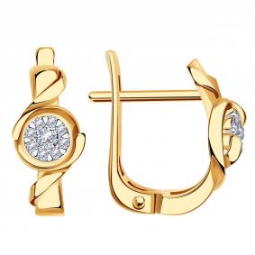 Золотые серьги Александра 1021502ск с бриллиантом 1021502ск фото