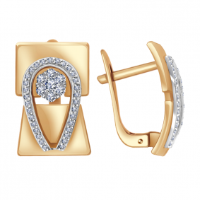 Золотые серьги Александра 1021504ск с бриллиантом 1021504ск фото