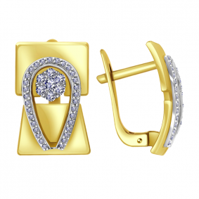 Серьги из лимонного золота Александра 1021504сл с бриллиантом 1021504сл фото