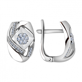 Серьги из белого золота Александра 1021505сб с бриллиантом 1021505сб фото