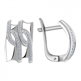 Серьги из белого золота Александра 1021516сб с бриллиантом 1021516сб фото