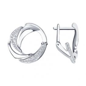 Серьги из белого золота SOKOLOV 1021517 с бриллиантом 1021517 фото