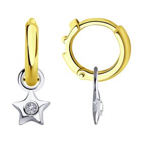 Серьги из лимонного золота SOKOLOV 1021521-2 с бриллиантом 1021521-2 фото