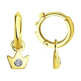 Серьги из лимонного золота SOKOLOV 1021523-2 с бриллиантом 1021523-2 фото