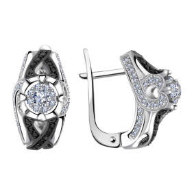 Серьги из белого золота Александра 1021525сб с бриллиантом 1021525сб фото