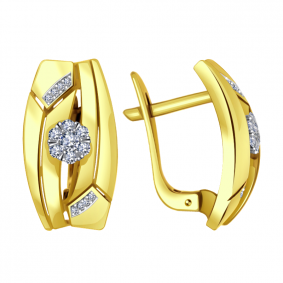 Серьги из лимонного золота Александра 1021526сл с бриллиантом 1021526сл фото