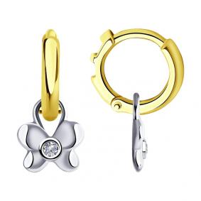 Серьги-трансформеры из лимонного золота SOKOLOV с бриллиантом 1021536-2 1021536-2 фото