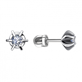 Серьги из белого золота Александра 1021540сб с бриллиантом 1021540сб фото