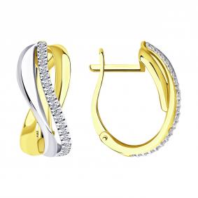 Серьги из лимонного золота SOKOLOV 1021547-2 с бриллиантом 1021547-2 фото