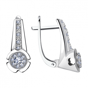 Серьги из белого золота Александра 1021547сб с бриллиантом 1021547сб фото