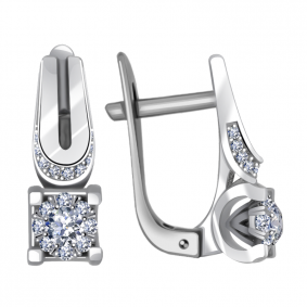 Серьги из белого золота Александра 1021551сб с бриллиантом 1021551сб фото