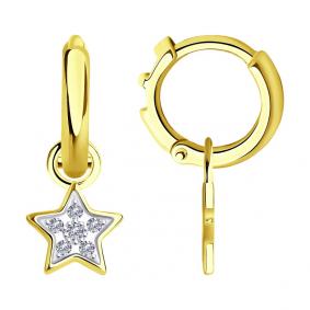 Серьги-трансформеры из лимонного золота SOKOLOV с бриллиантом 1021554-2 1021554-2 фото