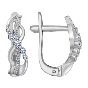 Серьги из белого золота Александра 1021557сб с бриллиантом 1021557сб фото