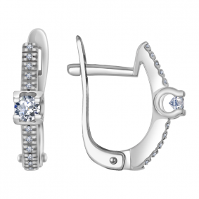 Серьги из белого золота Александра 1021558сб с бриллиантом 1021558сб фото