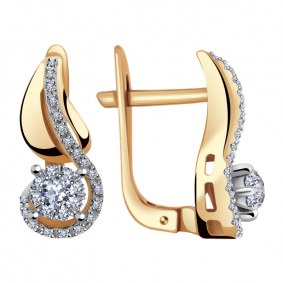 Золотые серьги Александра 1021561ск с бриллиантом 1021561ск фото