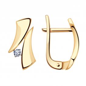 Золотые серьги Александра 1021593ск с бриллиантом 1021593ск фото