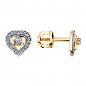 Золотые серьги Александра 1021602ск с бриллиантом 1021602ск фото